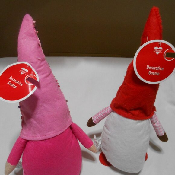 2 NEW Valentine's Day Decorative weighted Gnomes pink & red w/ braids 15" ππ - Picture 6 of 9